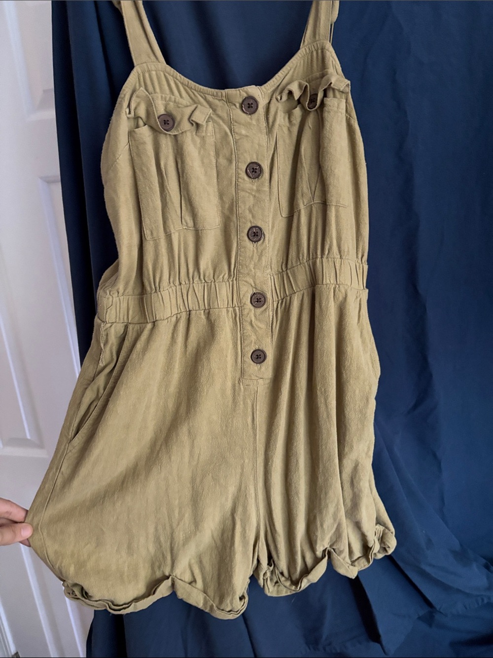 Urban Outfitters Olive Green Button-Front Romper
